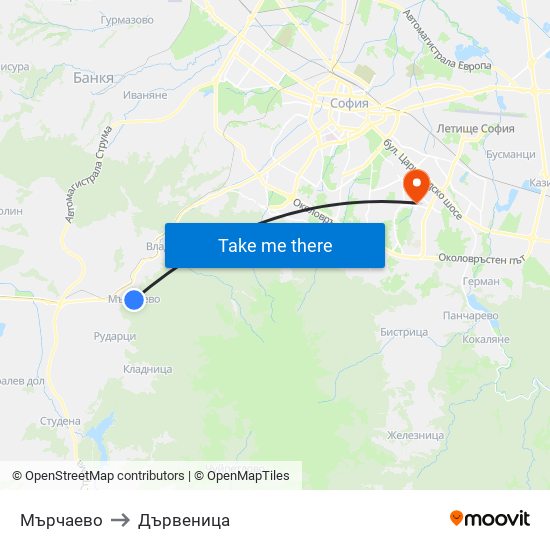 Мърчаево to Дървеница map