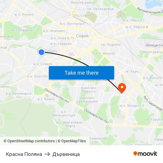 Красна Поляна to Дървеница map