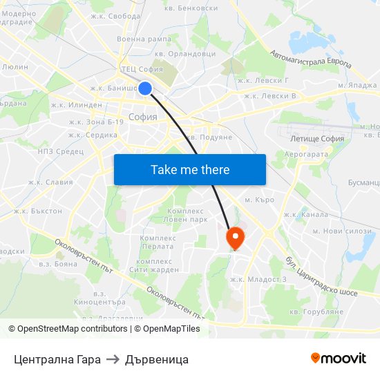 Централна Гара to Дървеница map