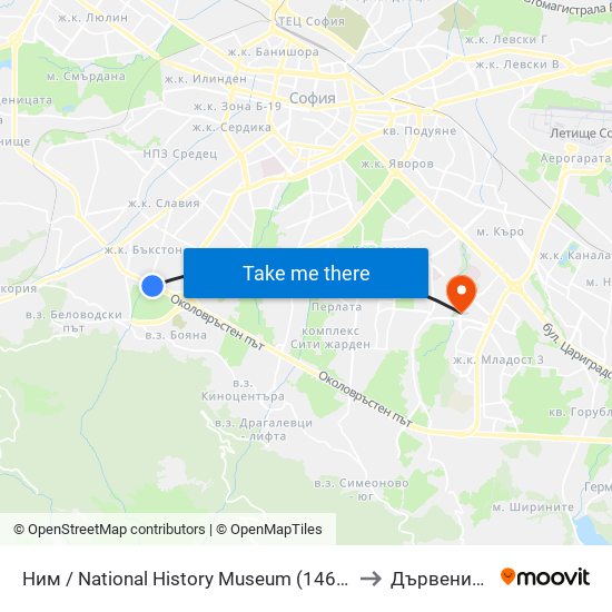 Ним / National History Museum (1464) to Дървеница map