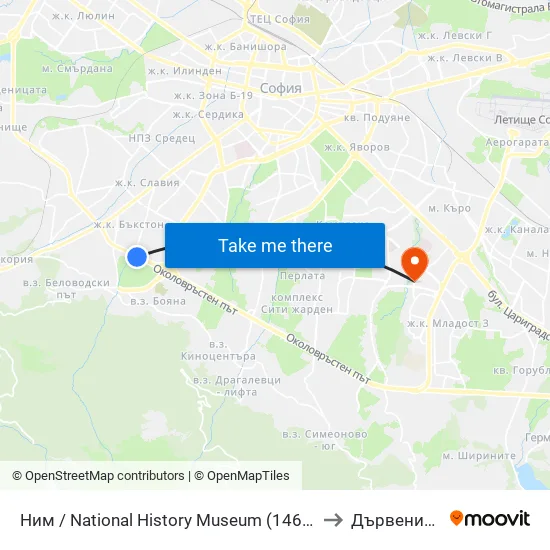 🎨 Ним / National History Museum (1464) to Дървеница map