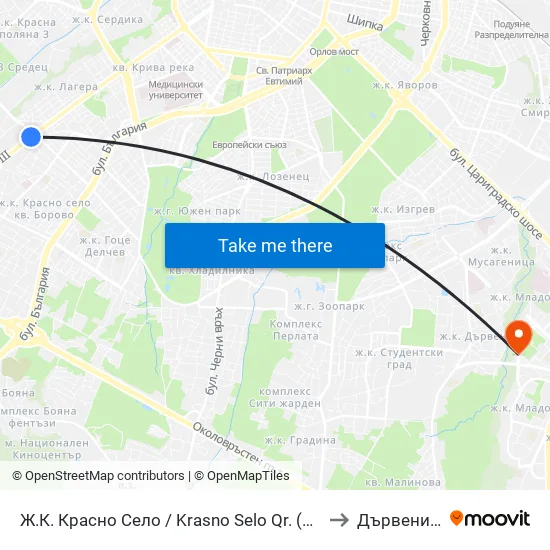 Ⓜ️ Ж.К. Красно Село / Krasno Selo Qr. (0638) to Дървеница map