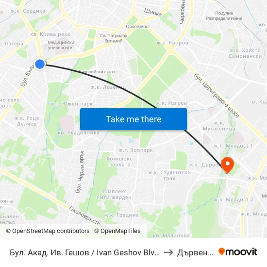 Ⓜ️ Бул. Акад. Ив. Гешов / Ivan Geshov Blvd. (2804) to Дървеница map