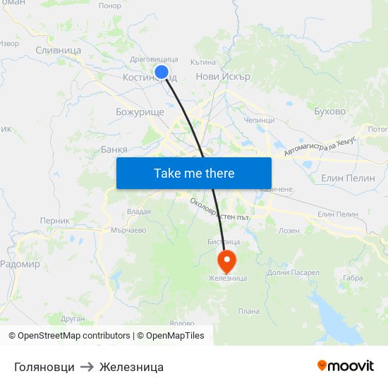 Голяновци to Железница map