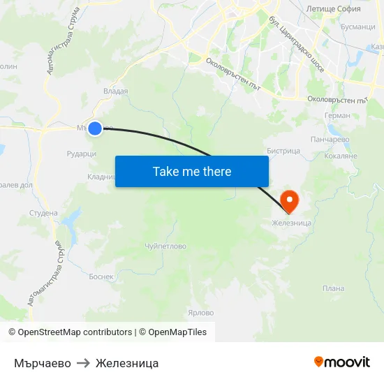Мърчаево to Железница map