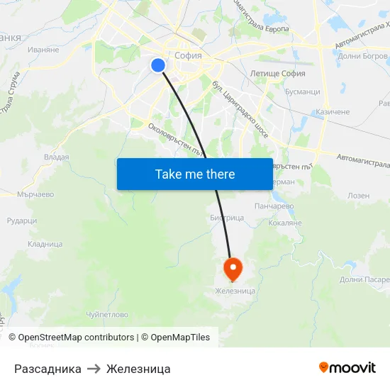 Разсадника to Железница map
