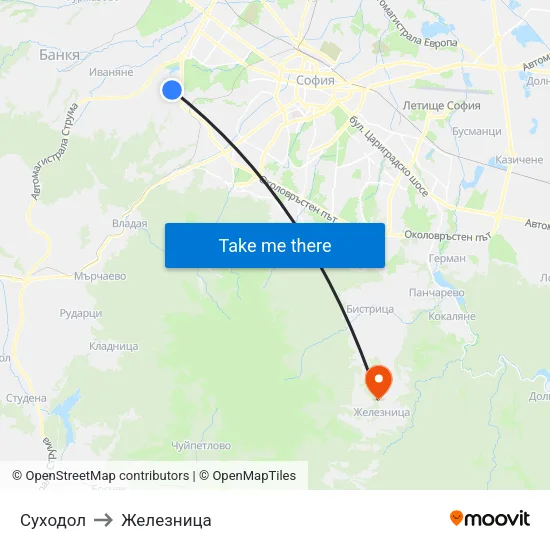 Суходол to Железница map
