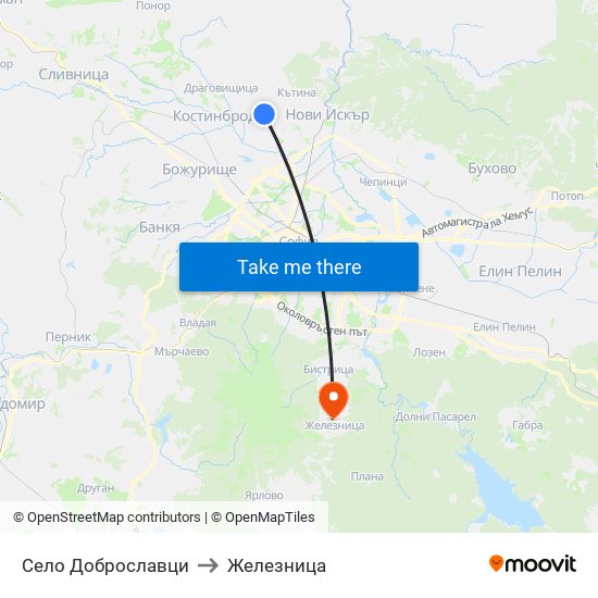 Село Доброславци to Железница map