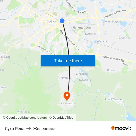 Суха Река to Железница map
