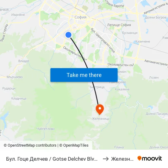 Бул. Гоце Делчев / Gotse Delchev Blvd. (0313) to Железница map