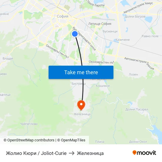 Жолио Кюри / Joliot Curie to Железница map