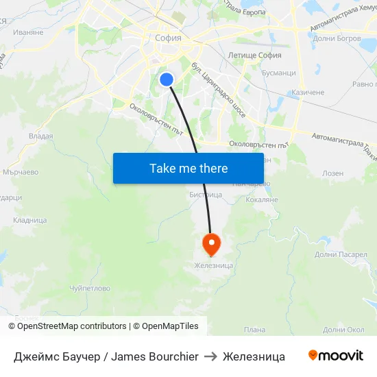 Джеймс Баучер / James Bourchier to Железница map