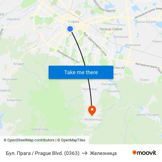 Бул. Прага / Prague Blvd. (0363) to Железница map