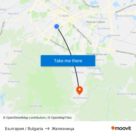 България / Bulgaria to Железница map