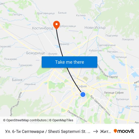 Ул. 6-Ти Септември / Shesti Septemvri St. (1808) to Житен map