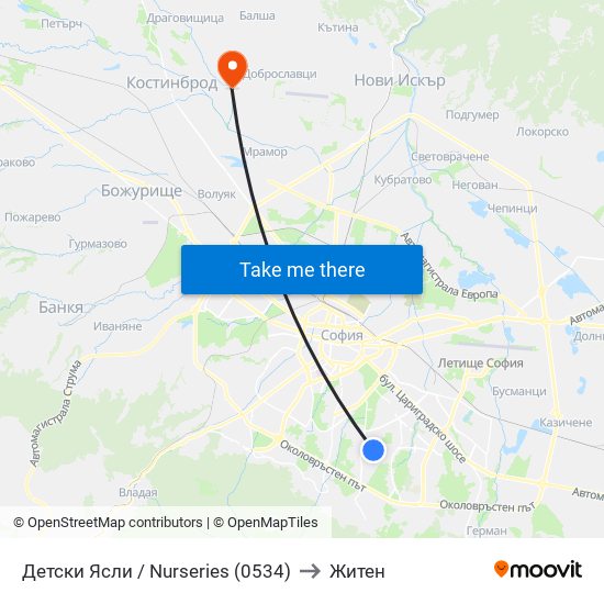 Детски Ясли / Nurseries (0534) to Житен map