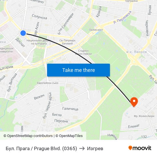 Бул. Прага / Prague Blvd. (0365) to Изгрев map