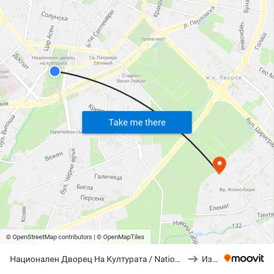 Ⓜ️ Национален Дворец На Културата / National Palace Of Culture (1139) to Изгрев map