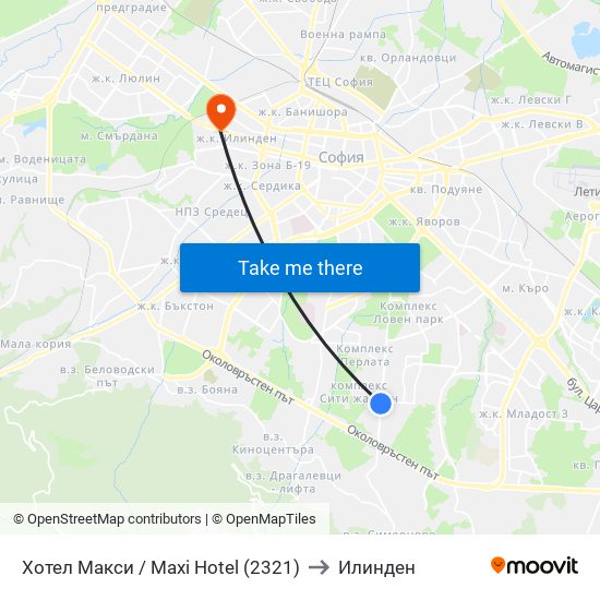 Хотел Макси / Maxi Hotel (2321) to Илинден map