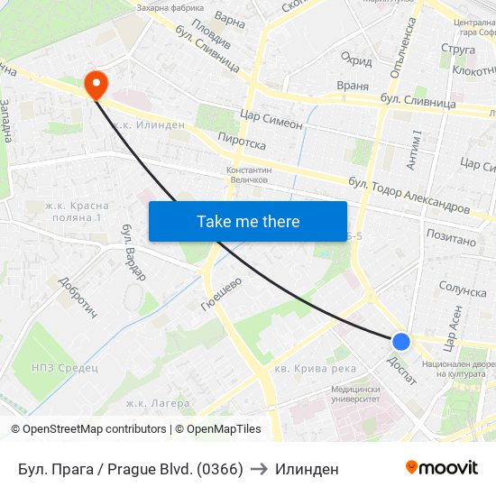 Бул. Прага / Prague Blvd. (0366) to Илинден map