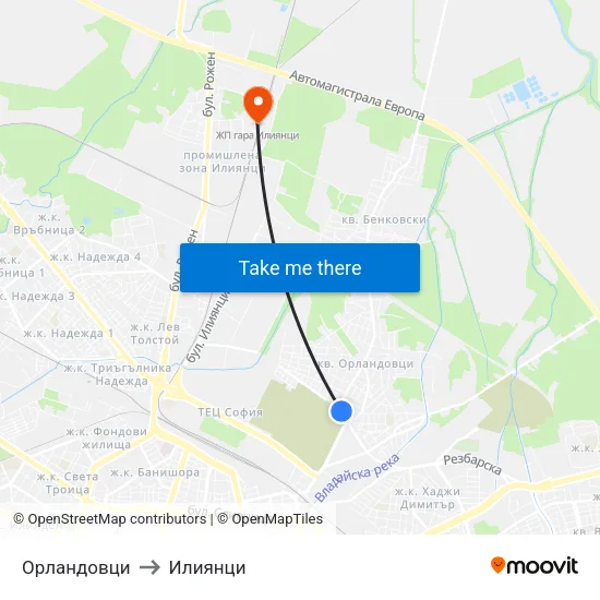 Орландовци to Илиянци map