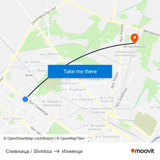 Сливница / Slivnitsa to Илиянци map