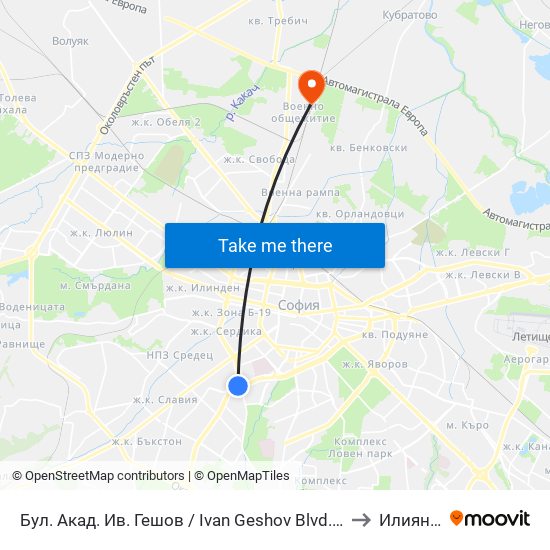Бул. Акад. Ив. Гешов / Ivan Geshov Blvd. (2804) to Илиянци map