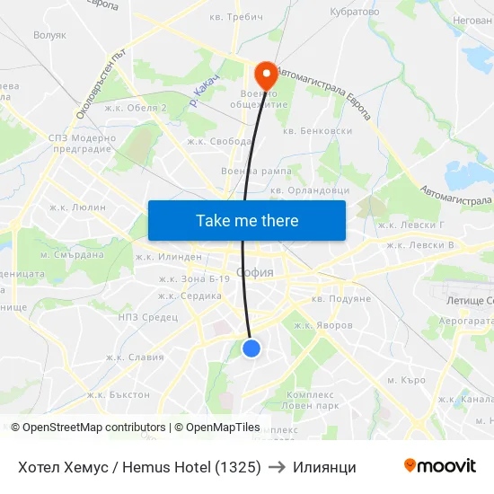 Ⓜ️ Хотел Хемус / Hemus Hotel (1325) to Илиянци map
