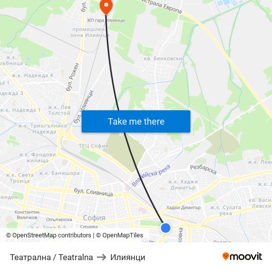 Театрална / Teatralna to Илиянци map