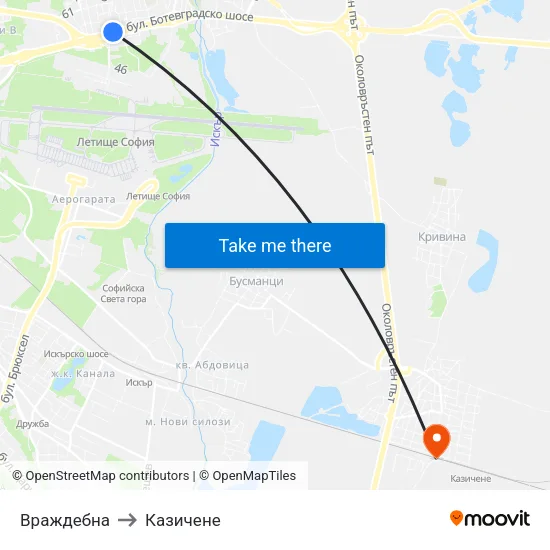 Враждебна to Казичене map