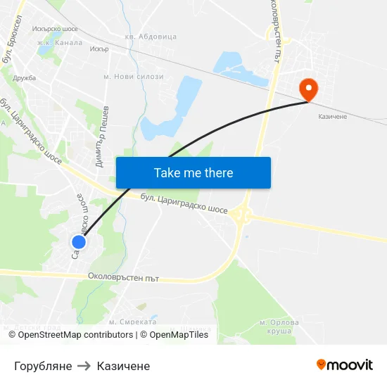 Горубляне to Казичене map