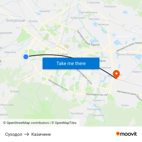 Суходол to Казичене map