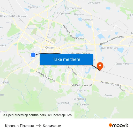 Красна Поляна to Казичене map