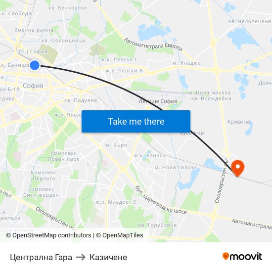 Централна Гара to Казичене map