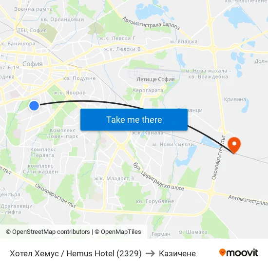 Ⓜ️ Хотел Хемус / Hemus Hotel (2329) to Казичене map