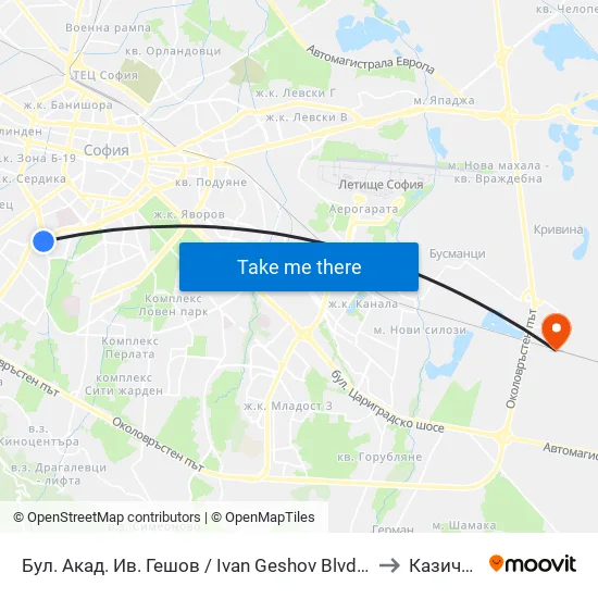 Ⓜ️ Бул. Акад. Ив. Гешов / Ivan Geshov Blvd. (0270) to Казичене map