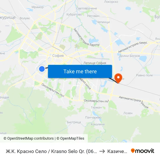Ⓜ️ Ж.К. Красно Село / Krasno Selo Qr. (0638) to Казичене map