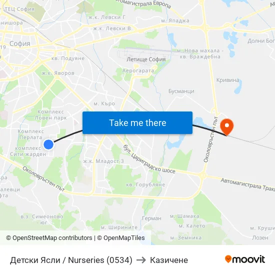 Детски Ясли / Nurseries (0534) to Казичене map