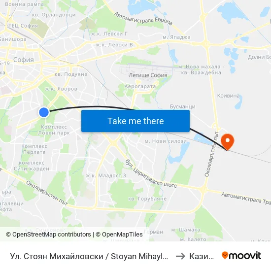 Ул. Стоян Михайловски / Stoyan Mihaylovski St. (2692) to Казичене map