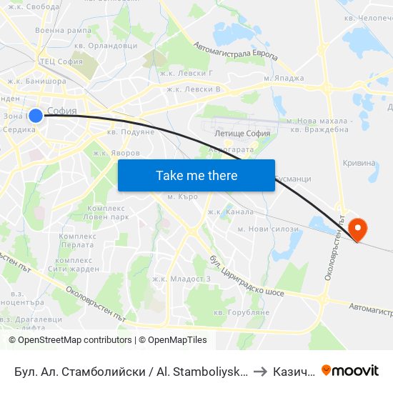 Бул. Ал. Стамболийски / Al. Stamboliyski Blvd. (0283) to Казичене map