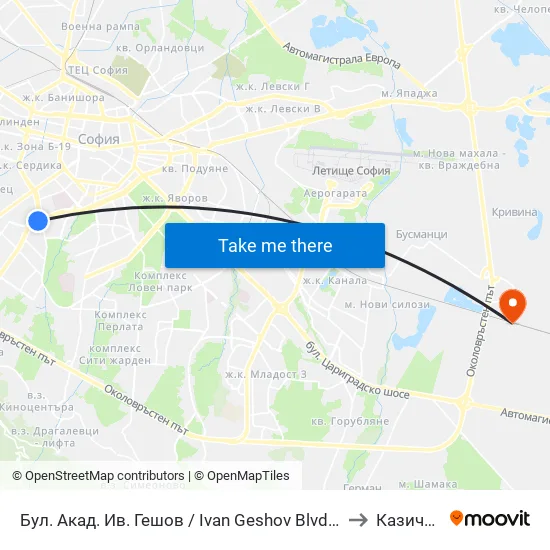 Ⓜ️ Бул. Акад. Ив. Гешов / Ivan Geshov Blvd. (0275) to Казичене map