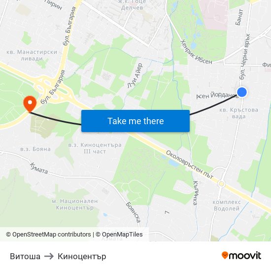 Витоша to Киноцентър map