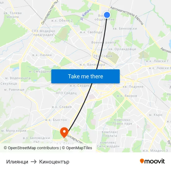 Илиянци to Киноцентър map