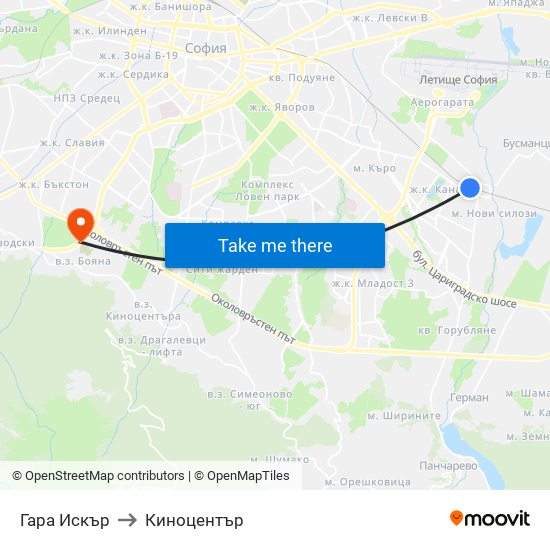 Гара Искър to Киноцентър map