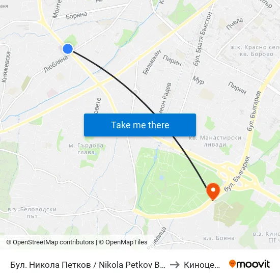 Бул. Никола Петков / Nikola Petkov Blvd. (0347) to Киноцентър map