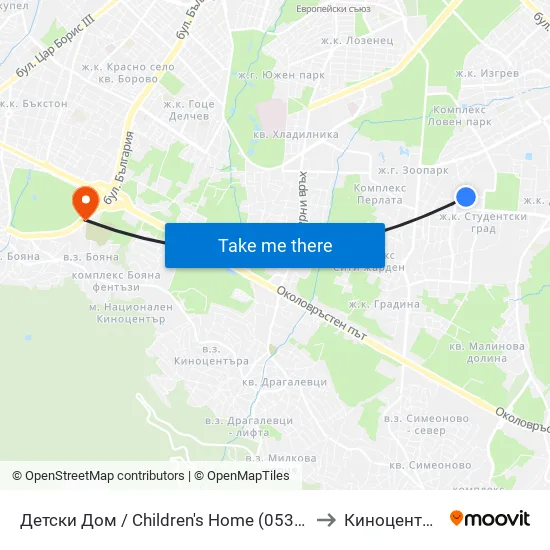 Детски Дом / Children's Home (0530) to Киноцентър map