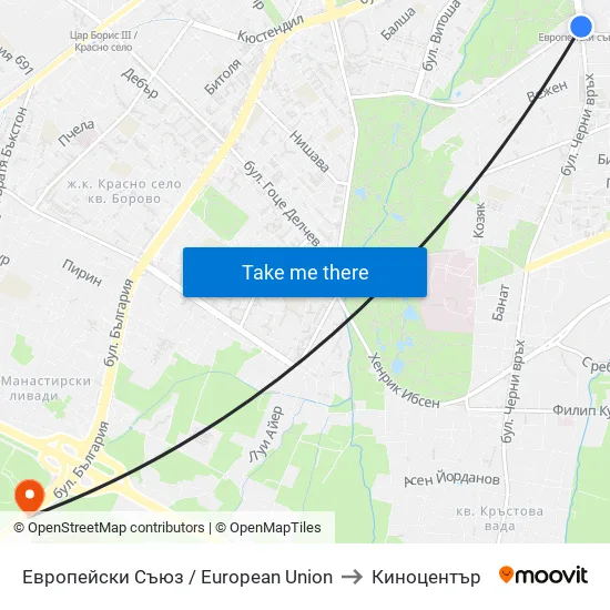 Европейски Съюз / European Union to Киноцентър map