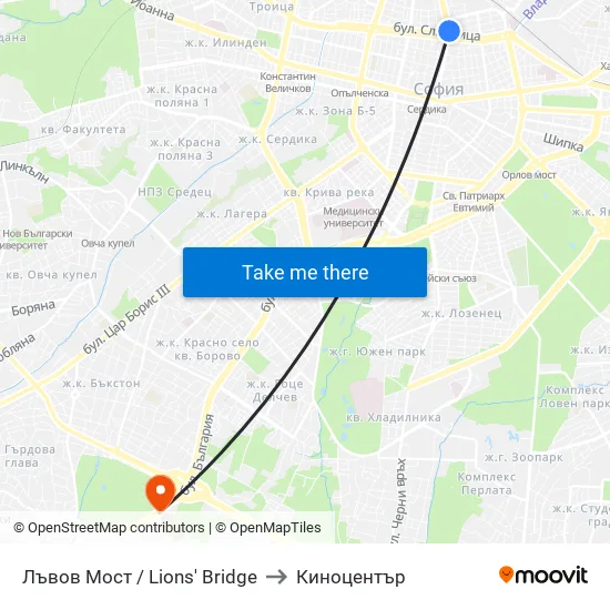 Лъвов Мост / Lions' Bridge to Киноцентър map
