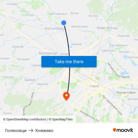 Голяновци to Княжево map