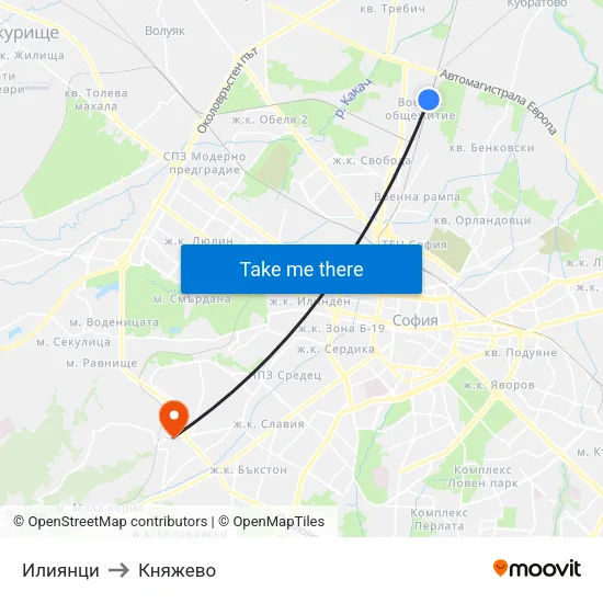 Илиянци to Княжево map